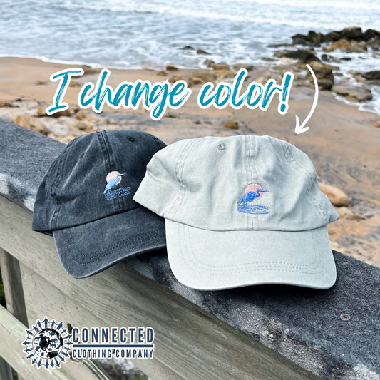 Blue Heron UV Embroidered Hat - sweetsherriloudesigns - 10% of proceeds donated to ocean conservation