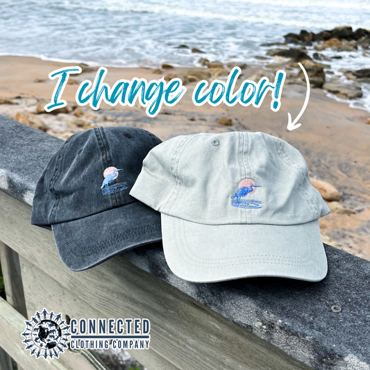 Blue Heron UV Embroidered Hat - getpinkfit - 10% of proceeds donated to ocean conservation