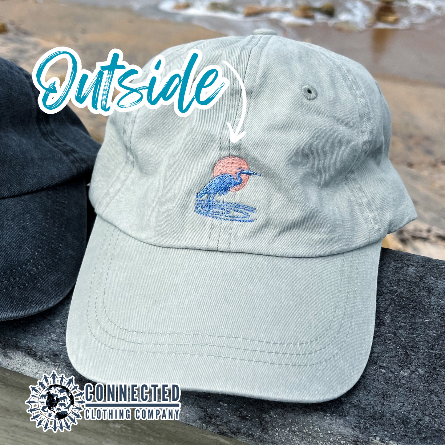 Blue Heron UV Embroidered Hat - sweetsherriloudesigns - 10% of proceeds donated to ocean conservation