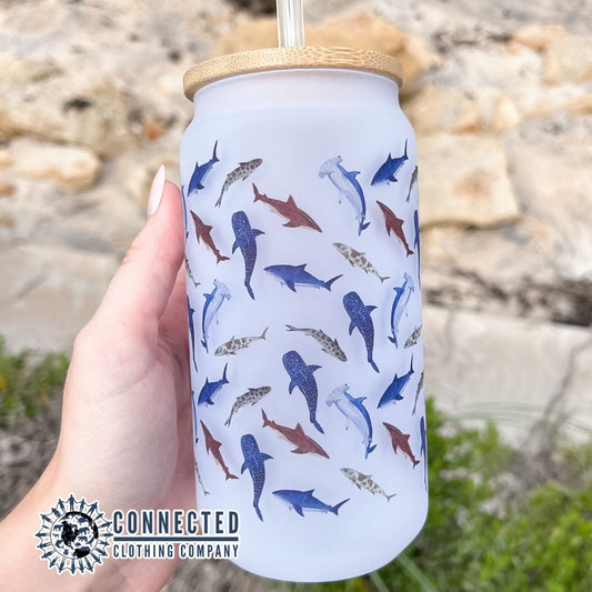 Shark Ocean Glass Can - sharonkornman - 10% of proceeds donated to ocean conservation