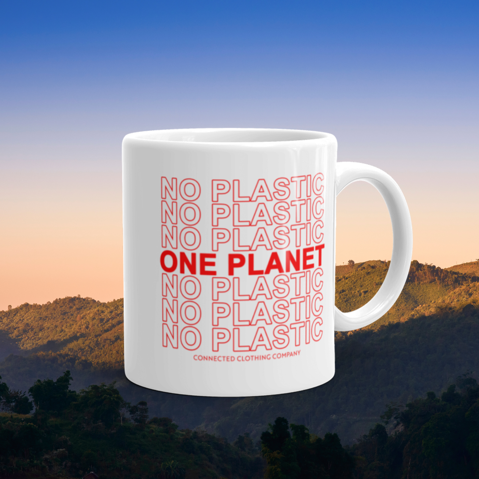 No Plastic One Planet Classic Mug - sweetsherriloudesigns - Ethical and Sustainable Apparel - 10% of proceeds donated to ocean conservation