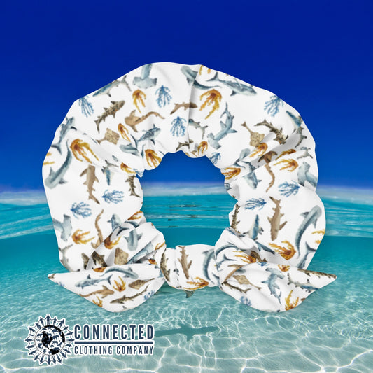 Shark Watercolor Scrunchie - sweetsherriloudesigns - 10% of proceeds donated to shark conservation