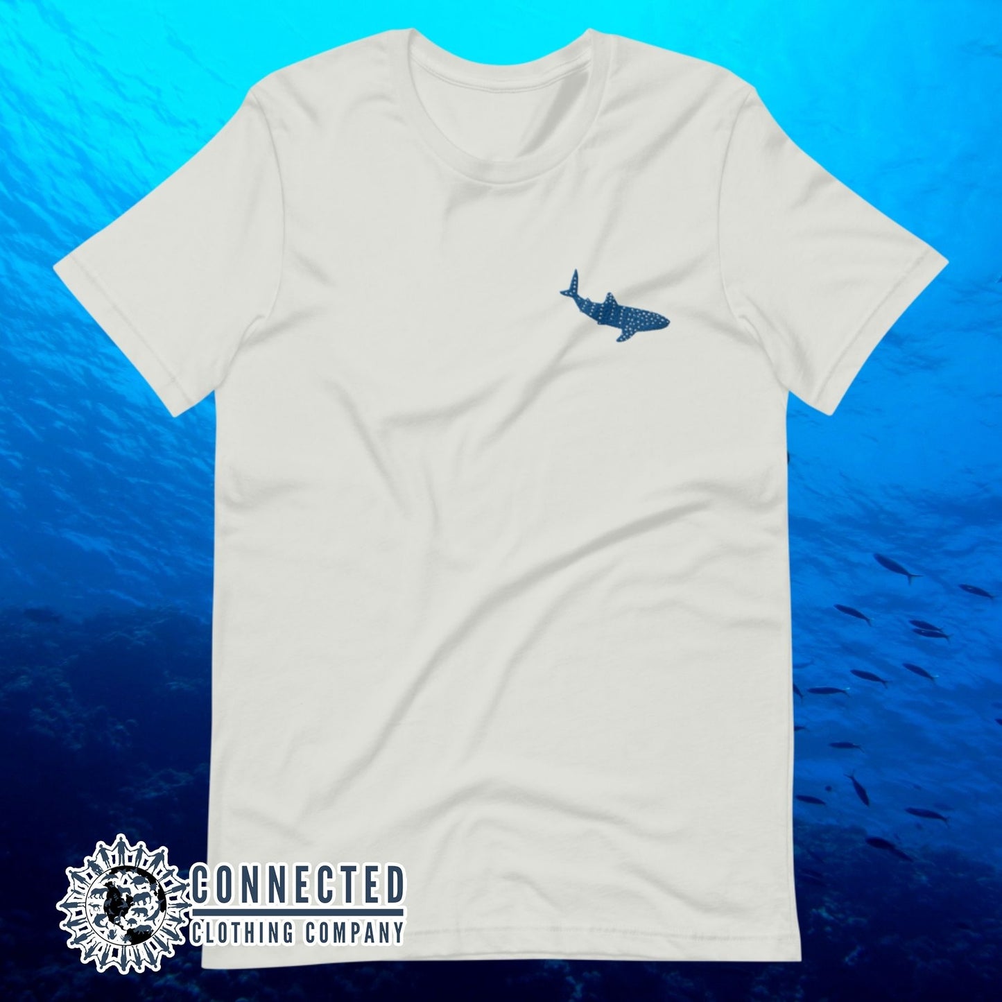 Silver Embroidered Whale Shark Short-Sleeve Shirt - sweetsherriloudesigns - Ethically and Sustainably Made - 10% of profits donated to shark conservation and ocean conservation
