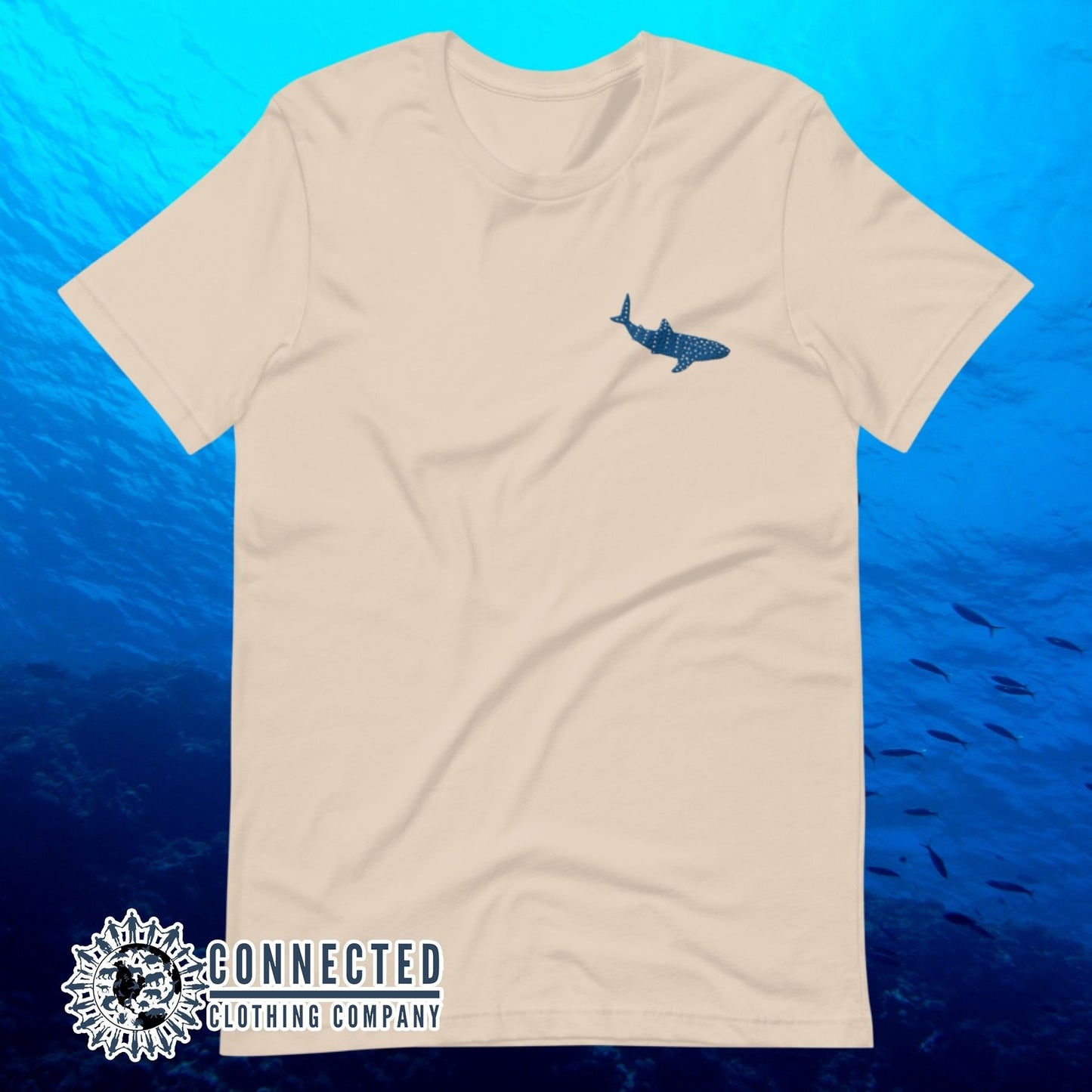 Soft Cream Embroidered Whale Shark Short-Sleeve Shirt - sweetsherriloudesigns - Ethically and Sustainably Made - 10% of profits donated to shark conservation and ocean conservation