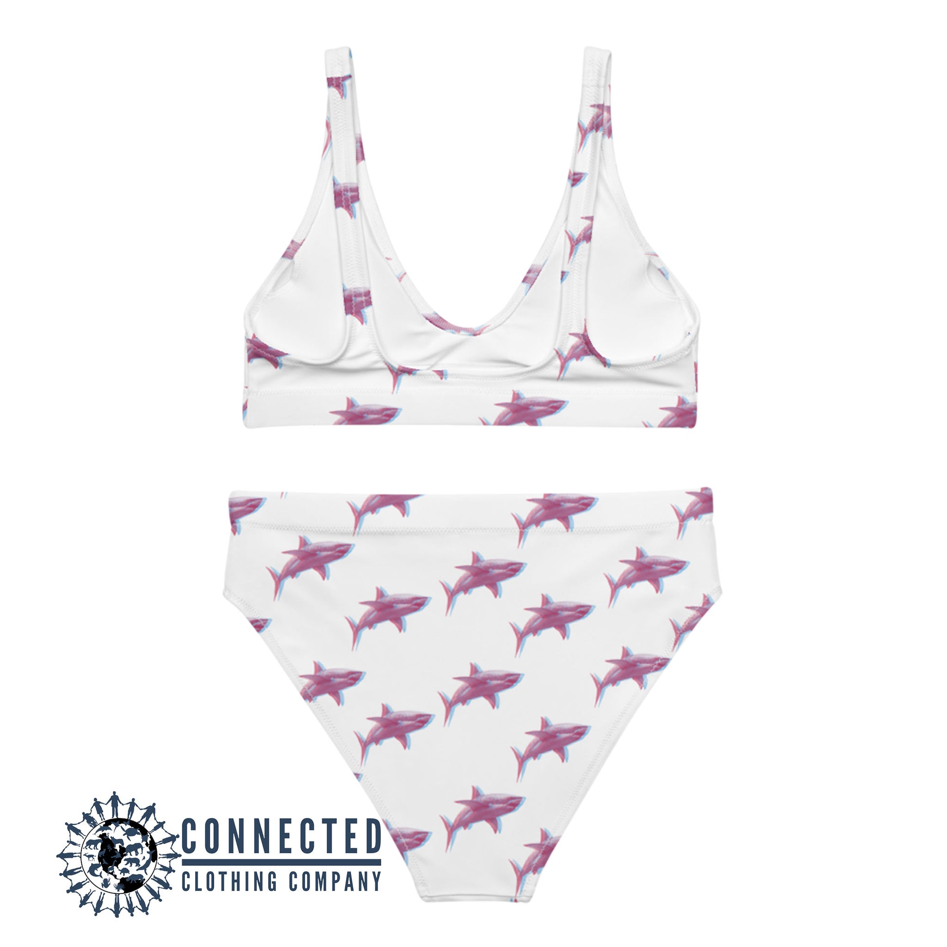 3D Shark Recycled Bikini - 2 piece high waisted bottom bikini - sweetsherriloudesigns - Ethically and Sustainably Made Apparel - 10% of profits donated to ocean conservation 