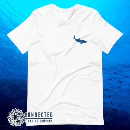 White Embroidered Whale Shark Short-Sleeve Shirt - sweetsherriloudesigns - Ethically and Sustainably Made - 10% of profits donated to shark conservation and ocean conservation
