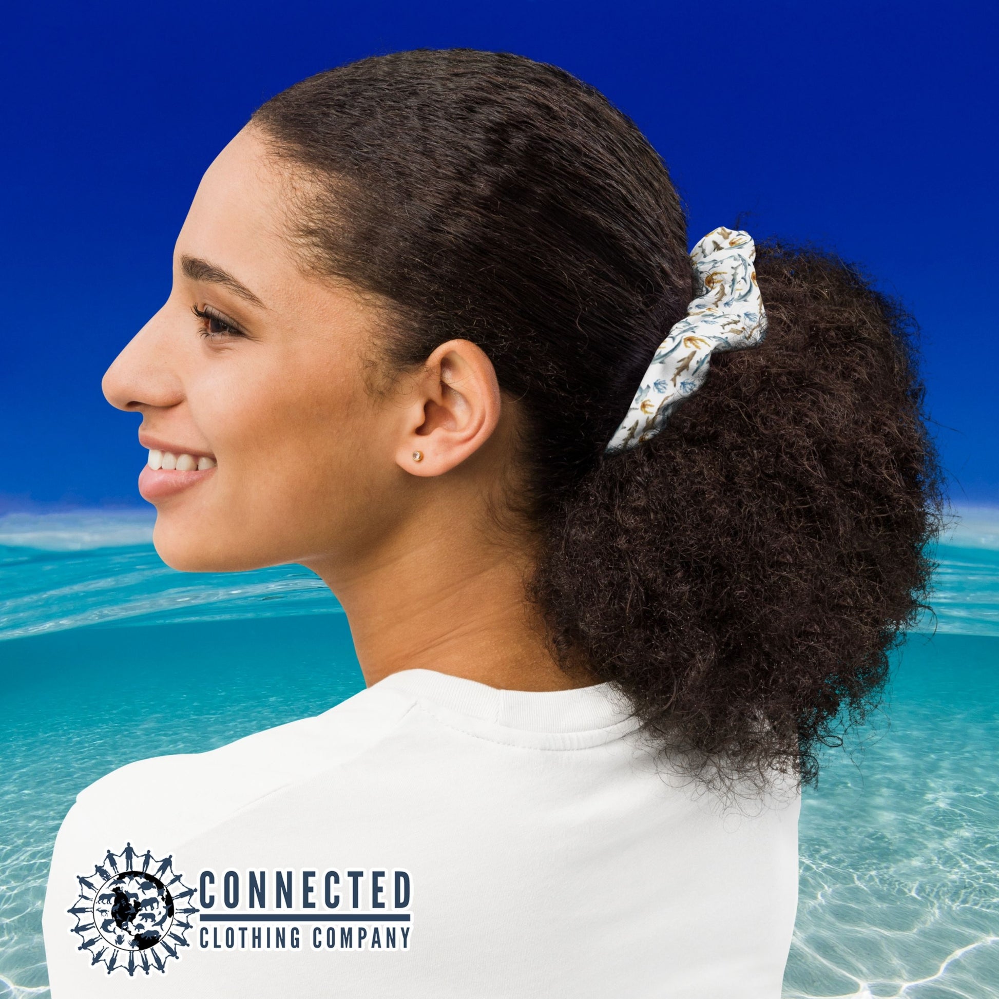 Shark Watercolor Scrunchie - sweetsherriloudesigns - 10% of proceeds donated to shark conservation