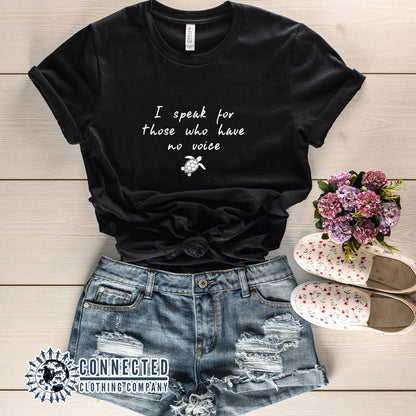 Black Be The Voice Sea Turtle Tee reads "I speak for those who have no voice." - sweetsherriloudesigns - Ethically and Sustainably Made - 10% donated to the Sea Turtle Conservancy