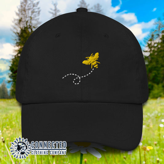 Bee Embroidered Cotton Cap - nighttidemetalworks - Ethical and Sustainably Made Apparel - 10% of proceeds donated to the Honeybee Conservancy