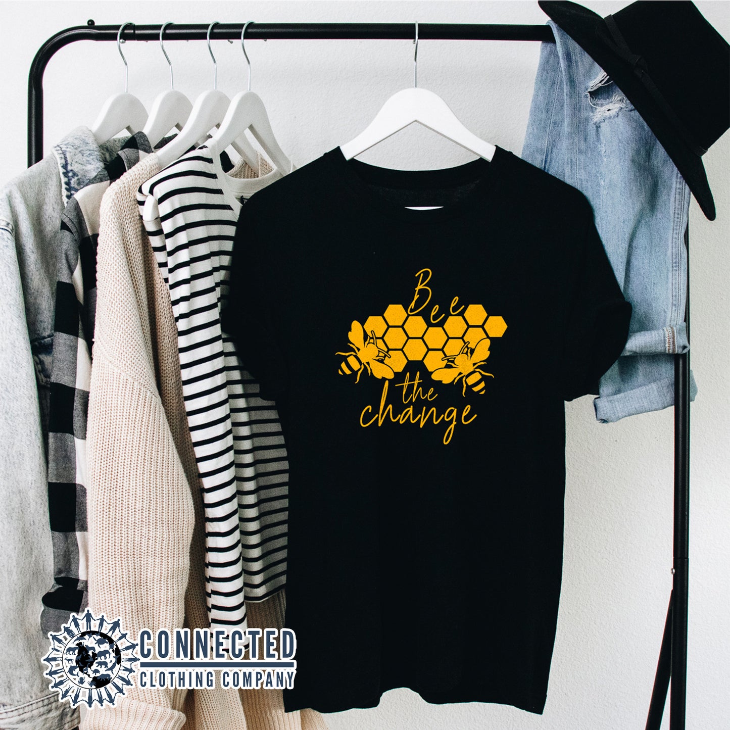 Black Bee The Change Unisex Short-Sleeve Tee - sweetsherriloudesigns - 10% of profits donated to the Honeybee Conservancy