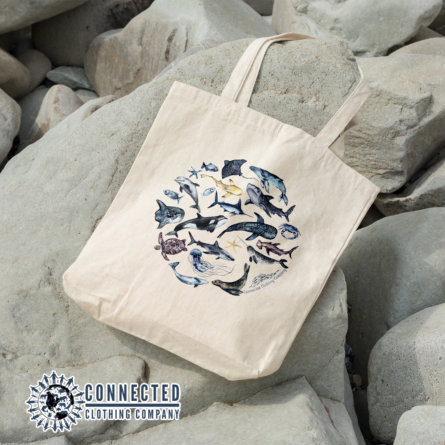 Blue Ocean Creatures Tote Bag - sweetsherriloudesigns - 10% donated to ocean conservation