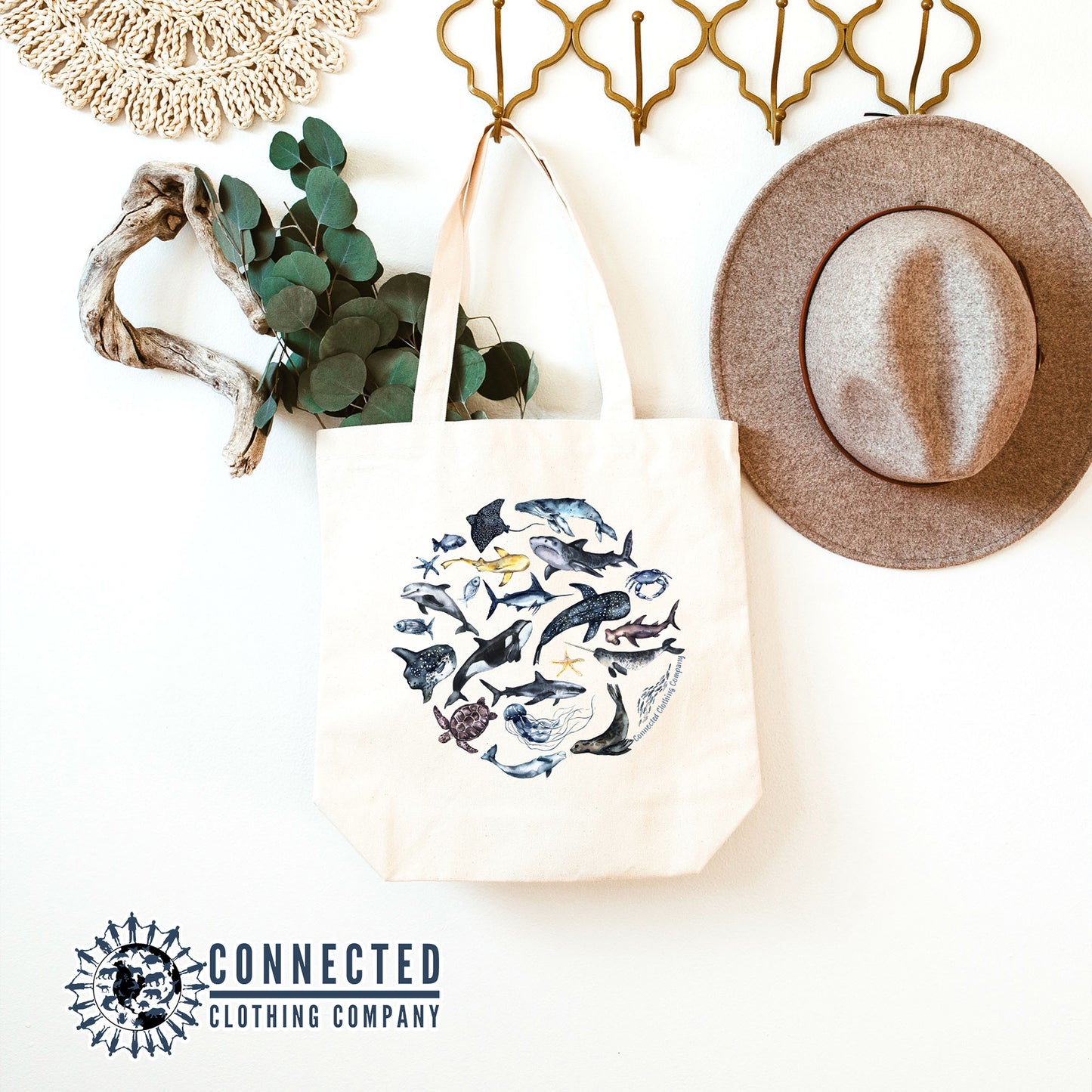 Blue Ocean Creatures Tote Bag - sweetsherriloudesigns - 10% donated to ocean conservation