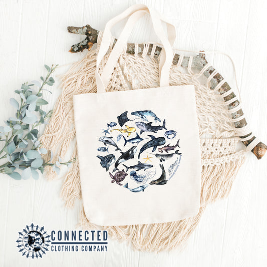 Blue Ocean Creatures Tote Bag - sharonkornman - 10% donated to ocean conservation