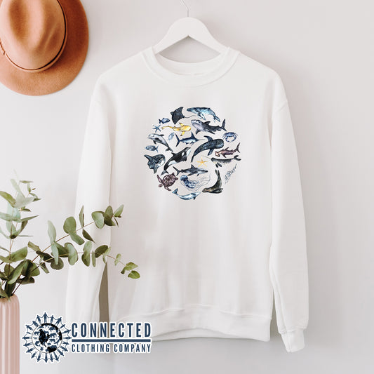 Blue Ocean Sea Creatures Sweatshirt - sweetsherriloudesigns - 10% of proceeds donated to ocean conservation