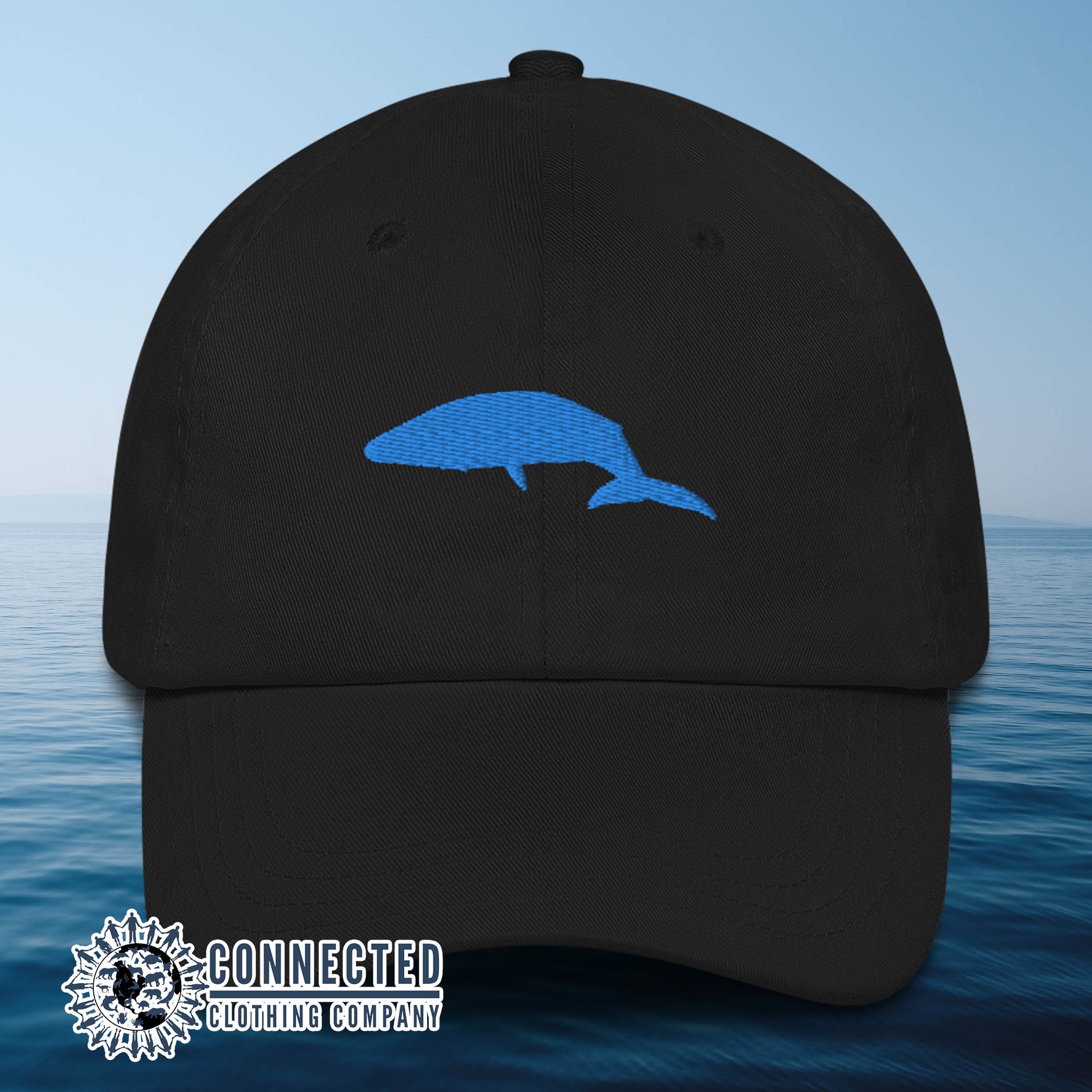 Black Blue Whale Cotton Cap - sweetsherriloudesigns - 10% of profits donated to Mission Blue ocean conservation