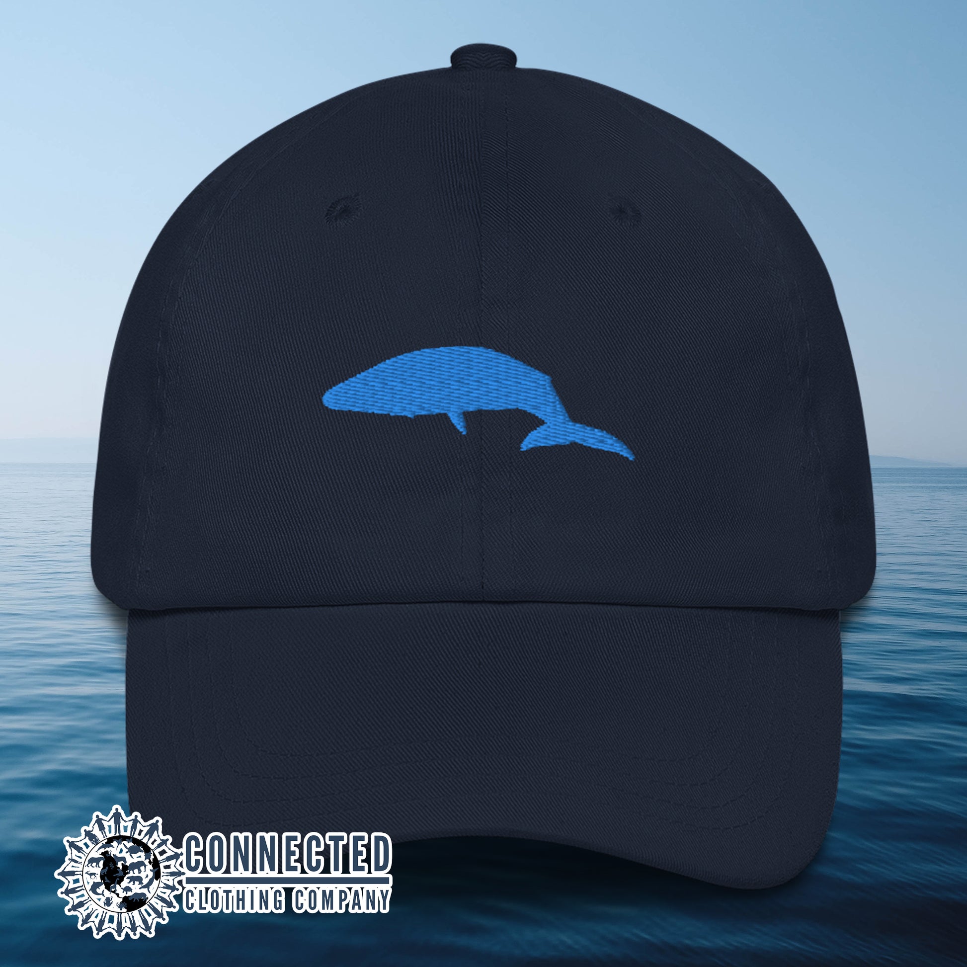 Navy Blue Blue Whale Cotton Cap - sweetsherriloudesigns - 10% of profits donated to Mission Blue ocean conservation