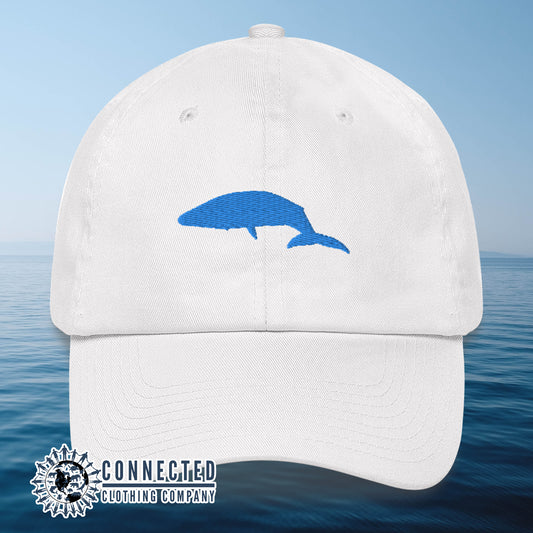 White Blue Whale Cotton Cap - getpinkfit - 10% of profits donated to Mission Blue ocean conservation