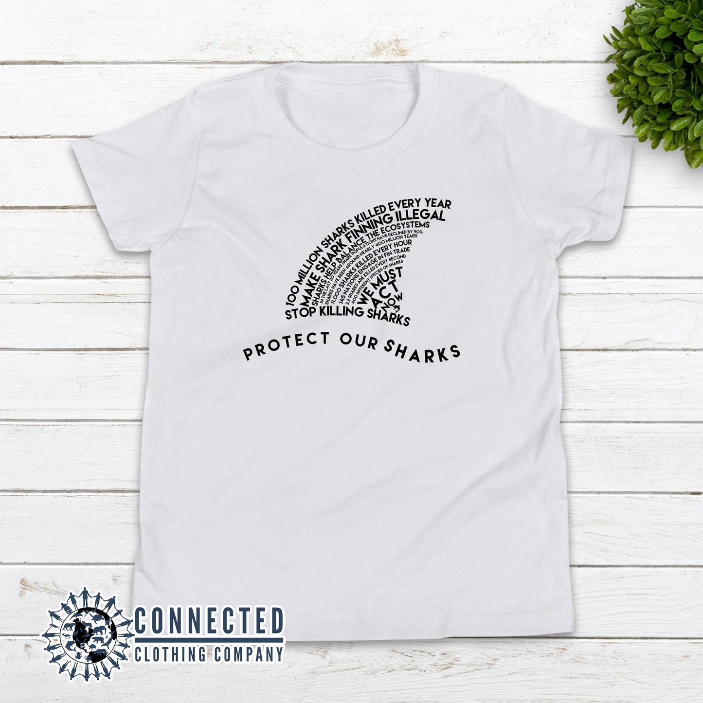 White Protect Our Sharks Youth Short-Sleeve Tee - sweetsherriloudesigns - 10% of profits donated to Oceana shark conservation