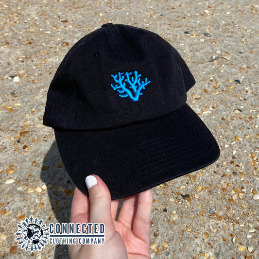 Black Coral Cotton Cap - sweetsherriloudesigns - Ethically and Sustainably Made - 10% donated to Mission Blue ocean conservation