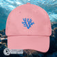 Pink Coral Cotton Cap - sweetsherriloudesigns - Ethically and Sustainably Made - 10% donated to Mission Blue ocean conservation
