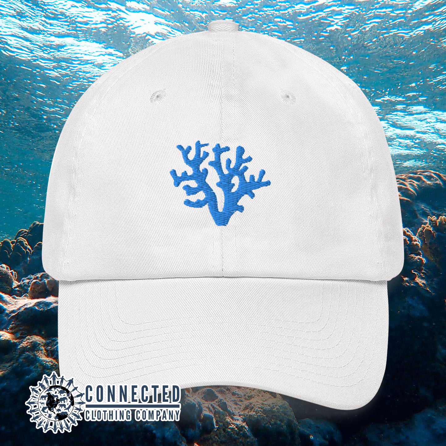 White Coral Cotton Cap - sweetsherriloudesigns - Ethically and Sustainably Made - 10% donated to Mission Blue ocean conservation