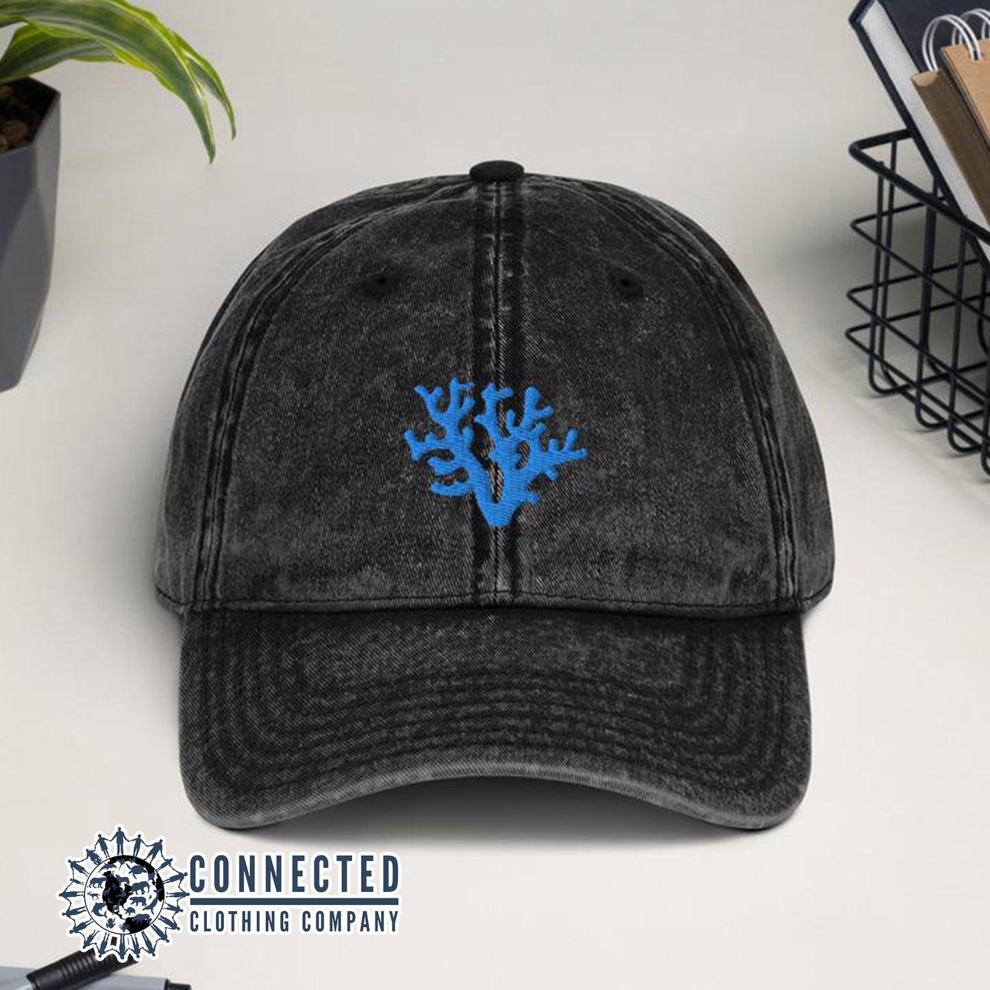 Black Coral Vintage Cotton Cap - sweetsherriloudesigns - Ethically and Sustainably Made - 10% donated to Mission Blue ocean conservation