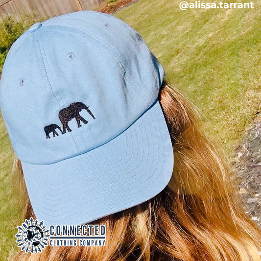 Elephant Embroidered Cotton Dad Cap - getpinkfit - Ethically and Sustainably Made - 10% donated to the David Sheldrick Wildlife Fund elephant conservation and rehabilitation