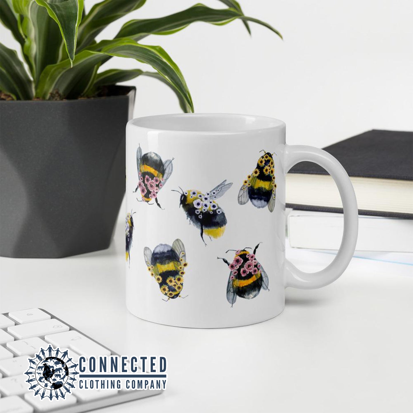 Flower Bee Classic Mug - sweetsherriloudesigns - Ethically and Sustainably Made - 10% of profits donated to bee conservation