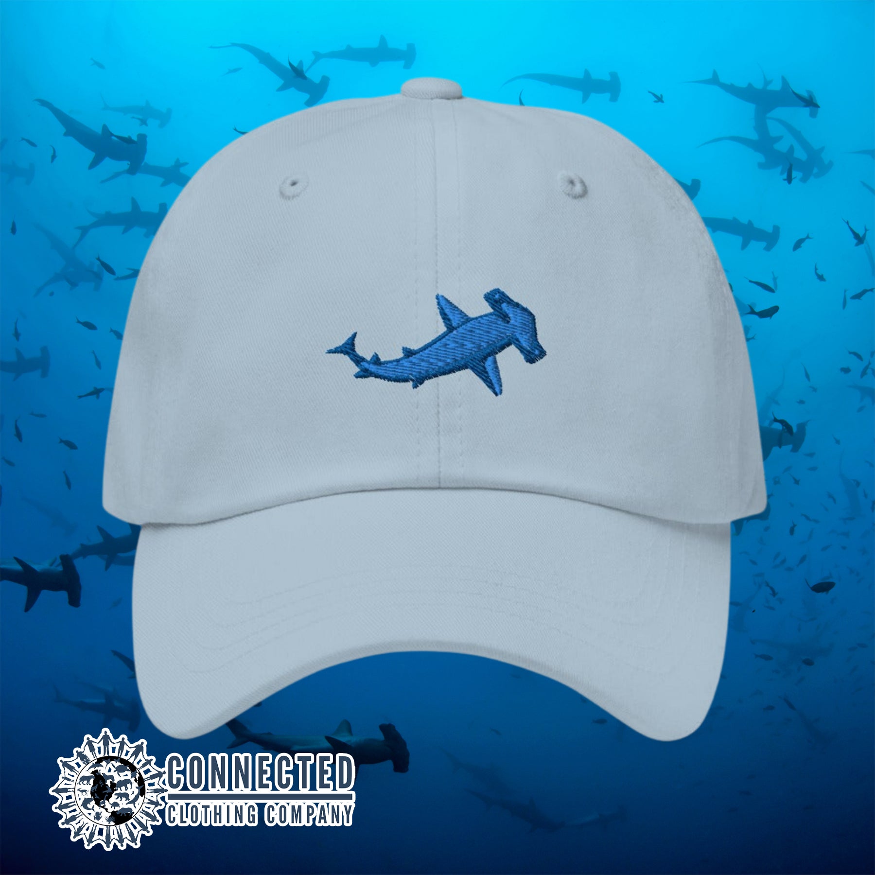 Blue Hammerhead Shark Cotton Cap - sweetsherriloudesigns - Ethical & Sustainable Clothing That Gives Back - 10% donated to Oceana shark conservation