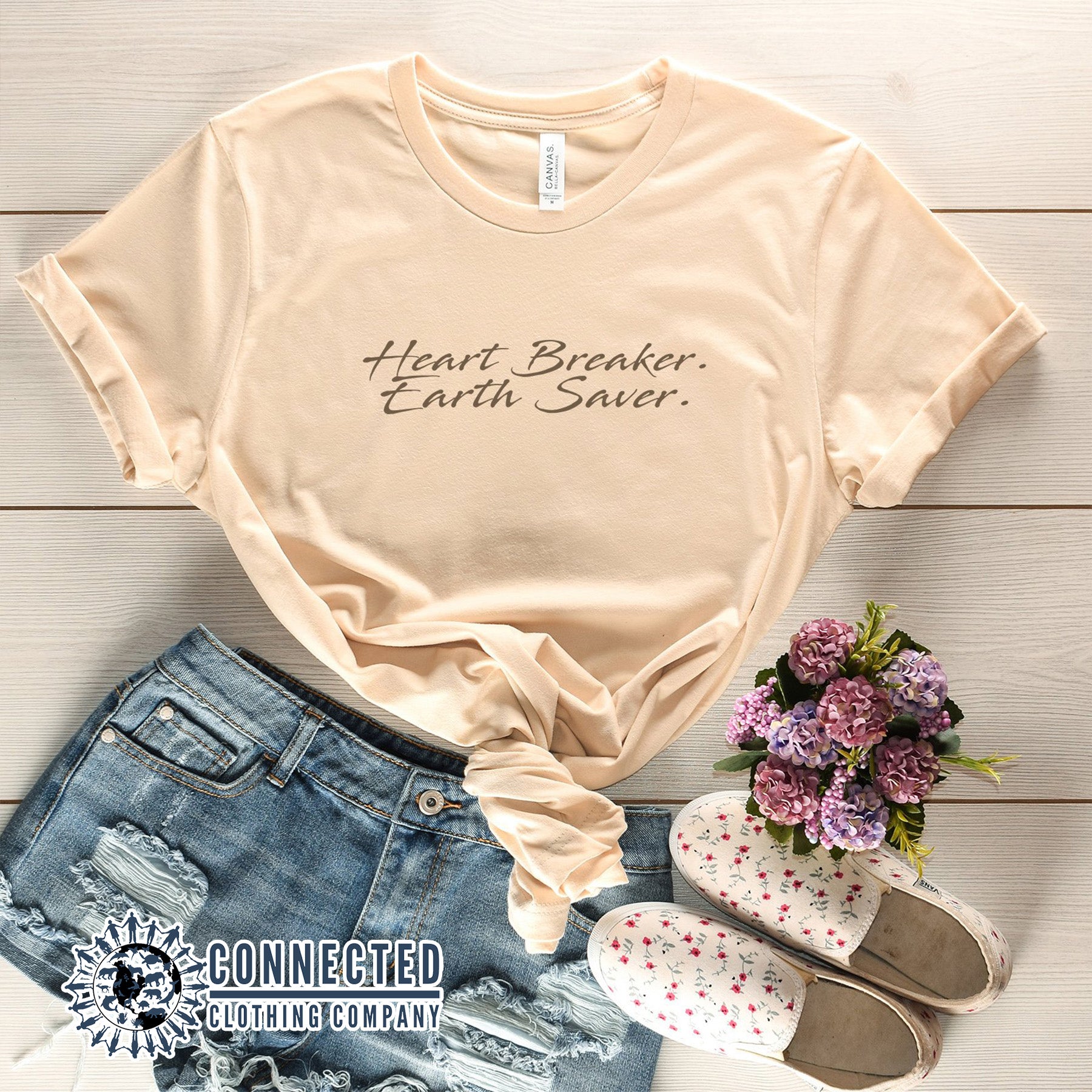 Soft Cream Heart Breaker. Earth Saver. Short-Sleeve Tee - sweetsherriloudesigns - Ethically and Sustainably Made - 10% of profits donated to ocean conservation