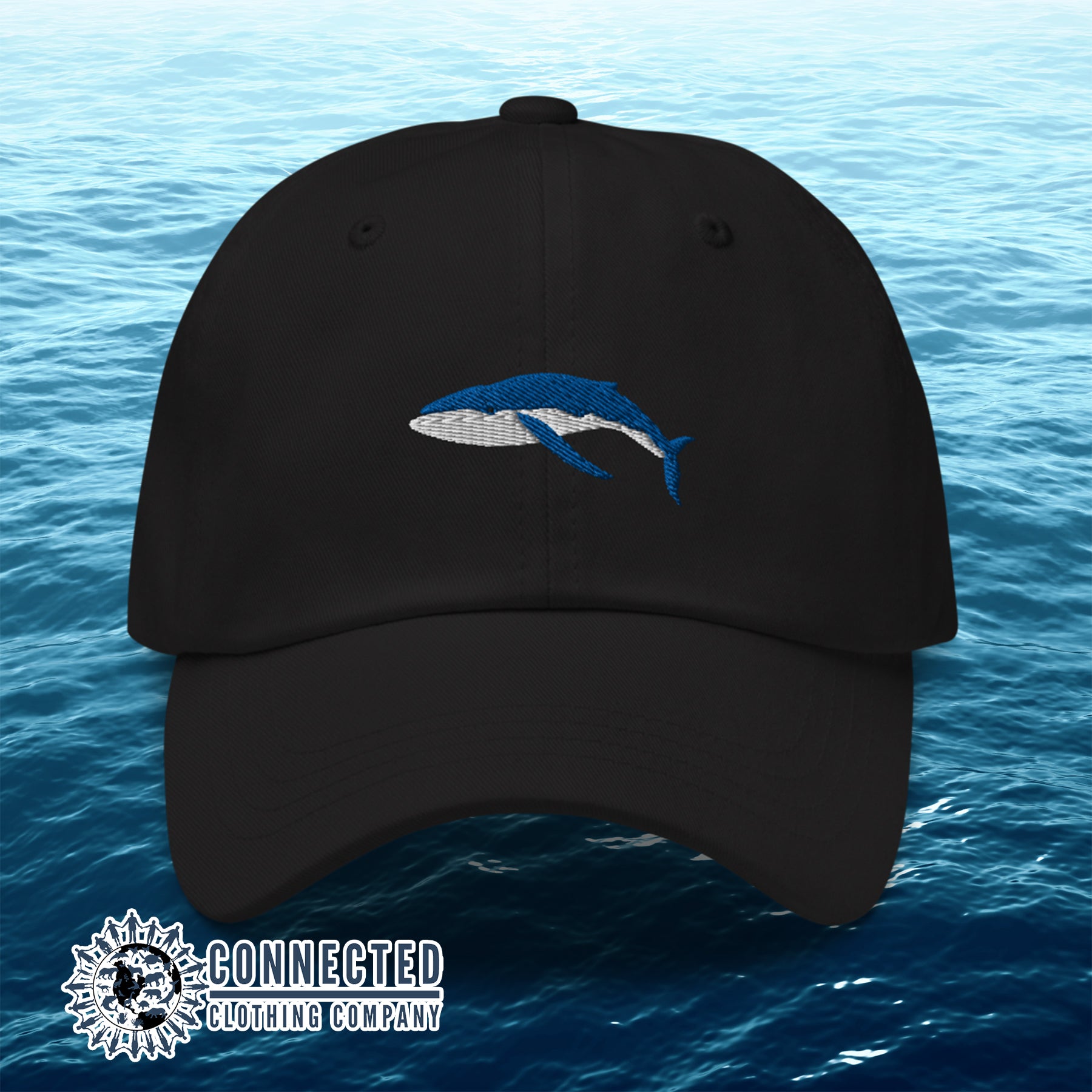 Black Humpback Whale Cotton Cap - sweetsherriloudesigns - 10% of profits donated to Mission Blue ocean conservation