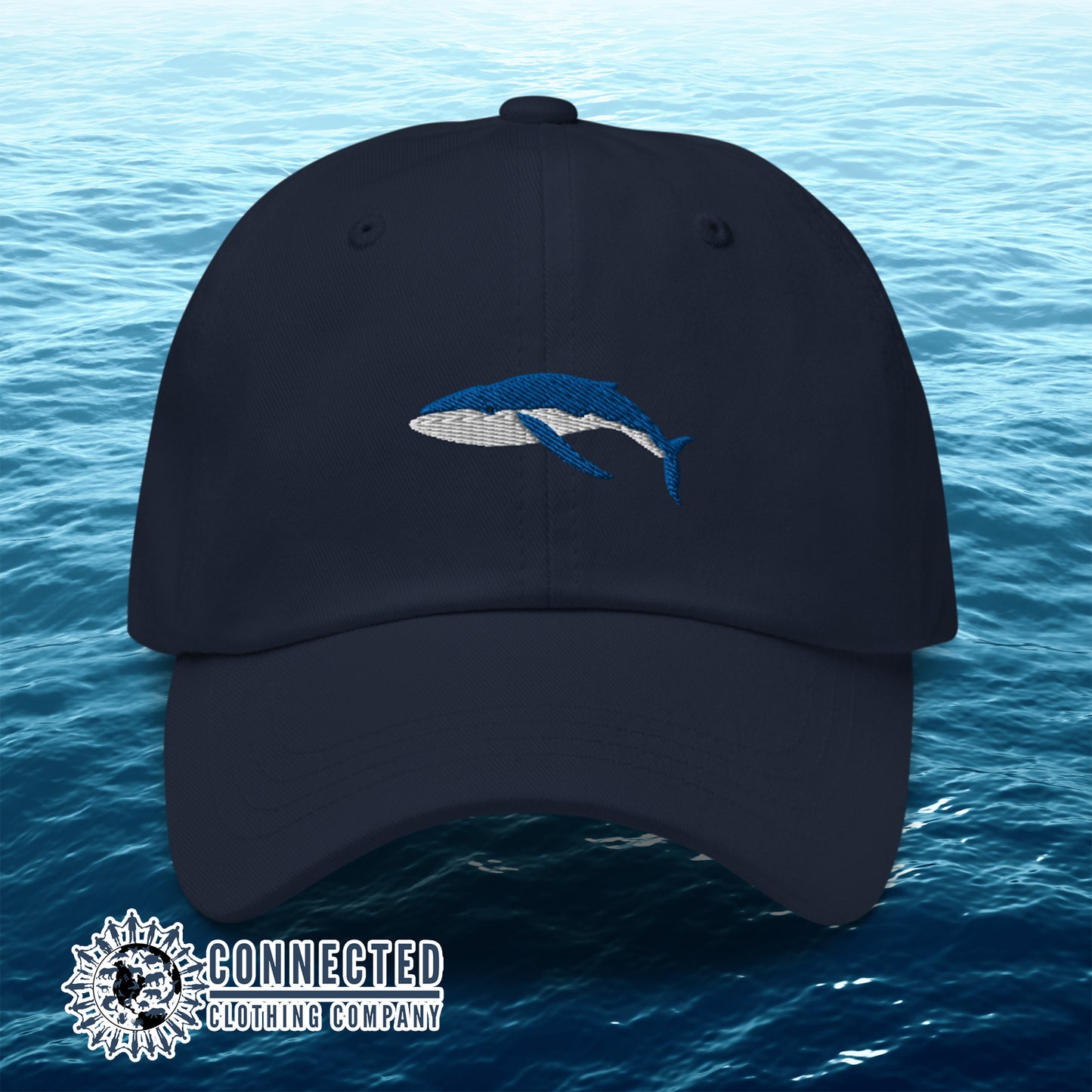 Navy Blue Humpback Whale Cotton Cap - sweetsherriloudesigns - 10% of profits donated to Mission Blue ocean conservation