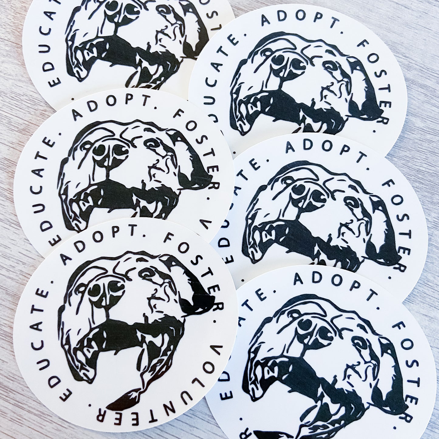 Adopt Educate Foster Volunteer Sticker - sweetsherriloudesigns - 10% of profits donated to SPCA animal rescue