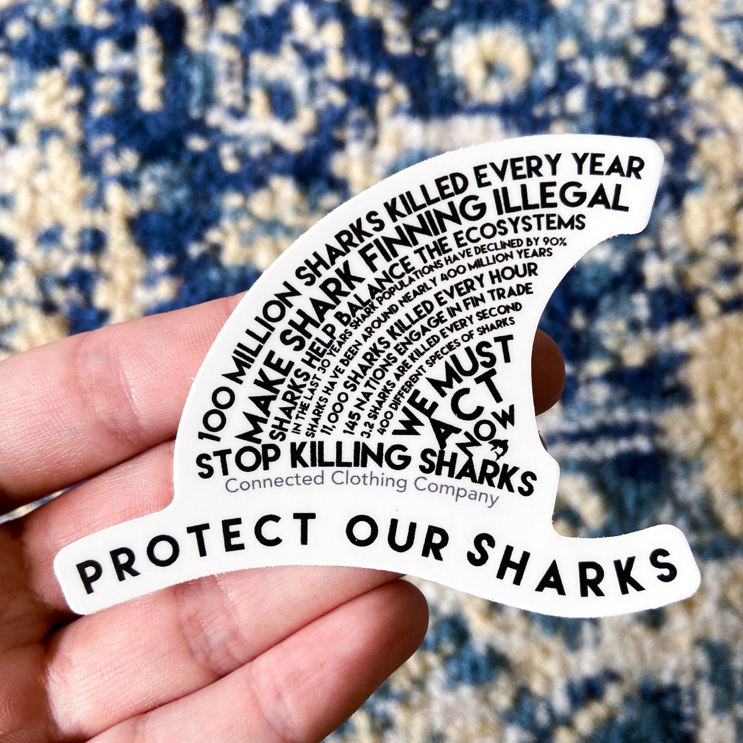 Hand Holding getpinkfit Protect Our Sharks Sticker