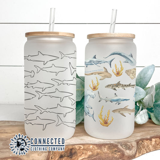 2-Pack Shark Glass Cans - getpinkfit - 10% of proceeds donated to ocean conservation