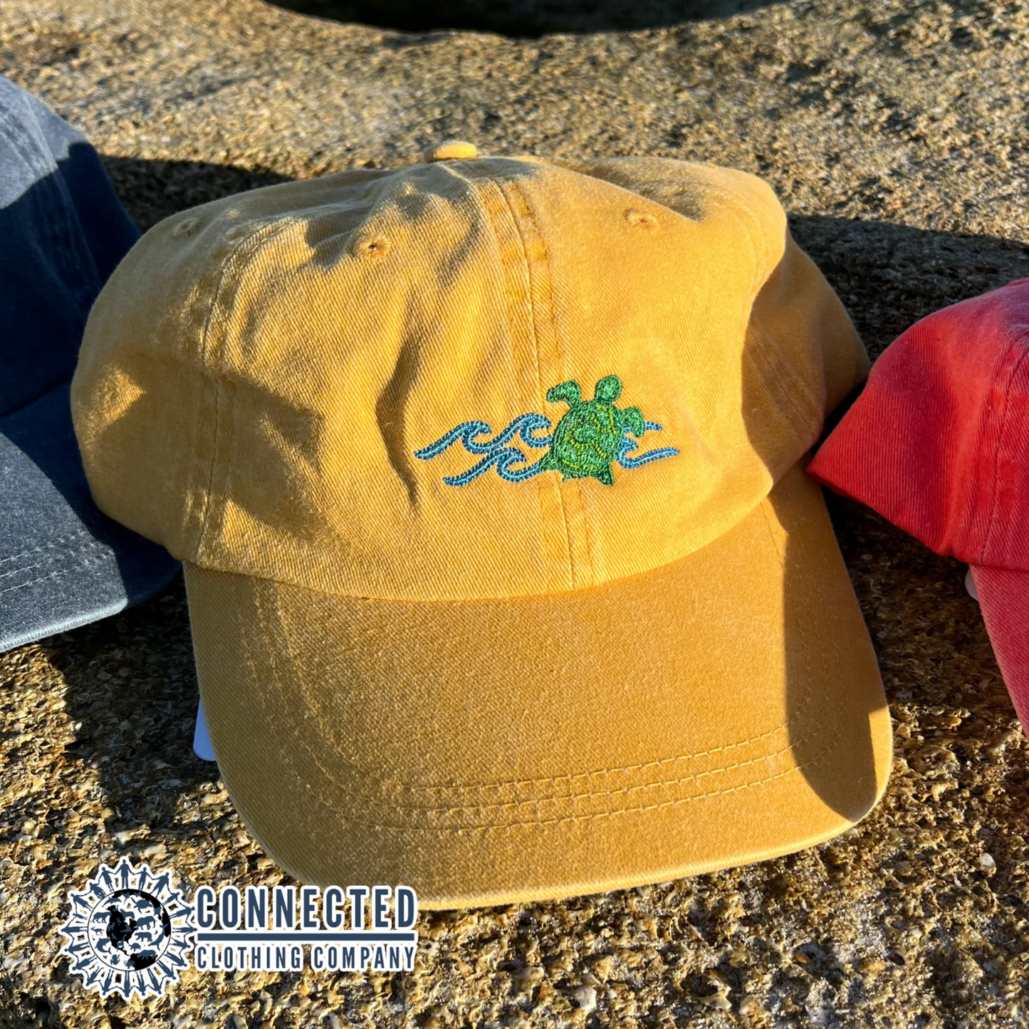 Sea Turtle Embroidered Hat In Mango - architectconstructor - 10% of proceeds donated to sea turtle conservation