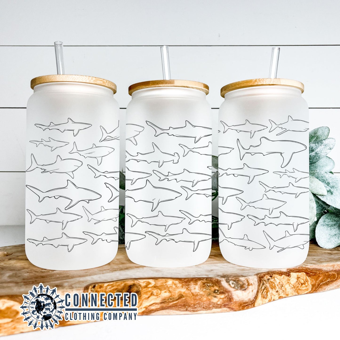 2-Pack Shark Glass Cans - sweetsherriloudesigns - 10% of proceeds donated to ocean conservation