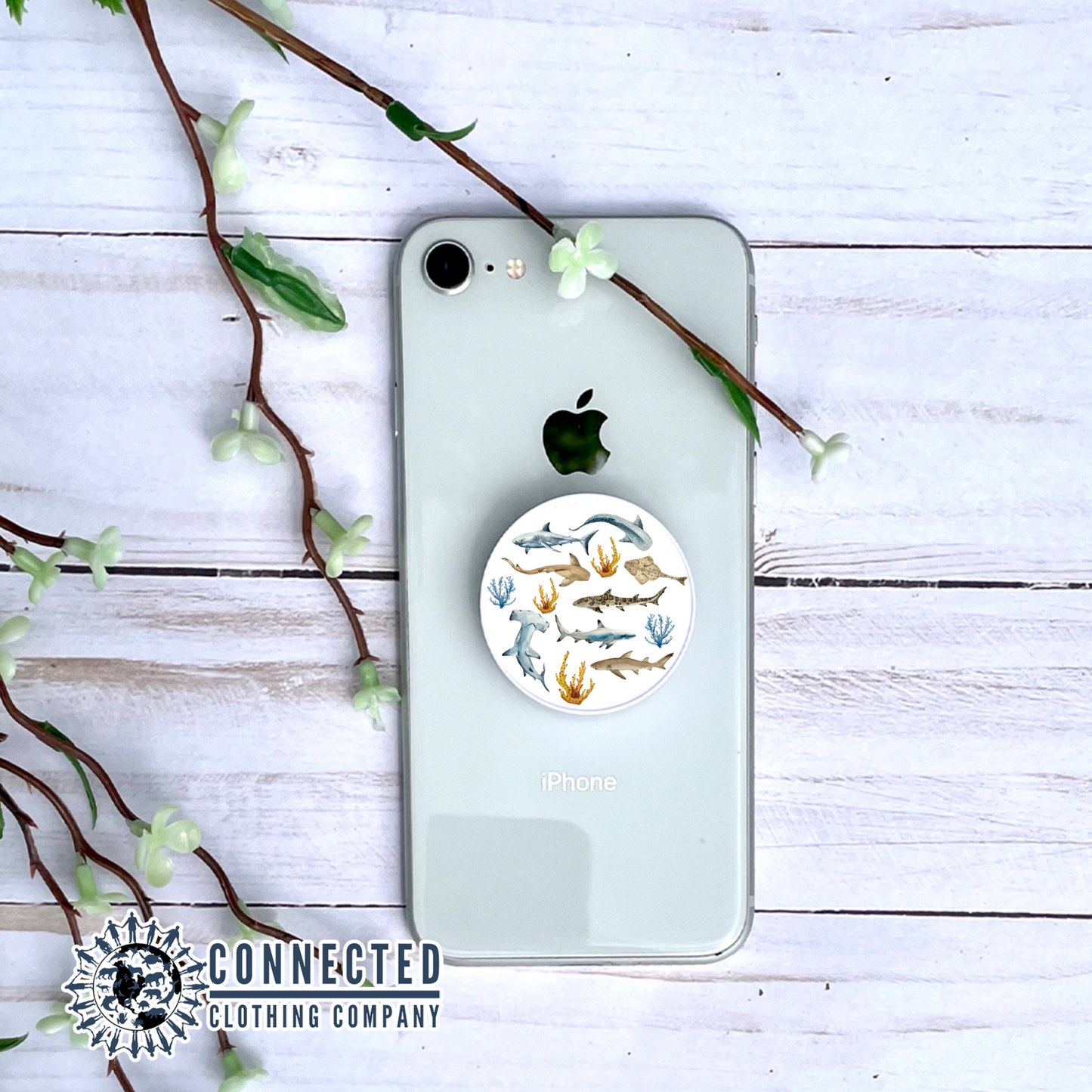 Shark Watercolor Phone Grip - sweetsherriloudesigns - 10% of proceeds donated to ocean conservation