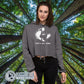 Model Wearing Storm Love Your Mother Earth Crop Hoodie - sweetsherriloudesigns - Ethically and Sustainably Made - 10% donated to the Environmental Defense Fund