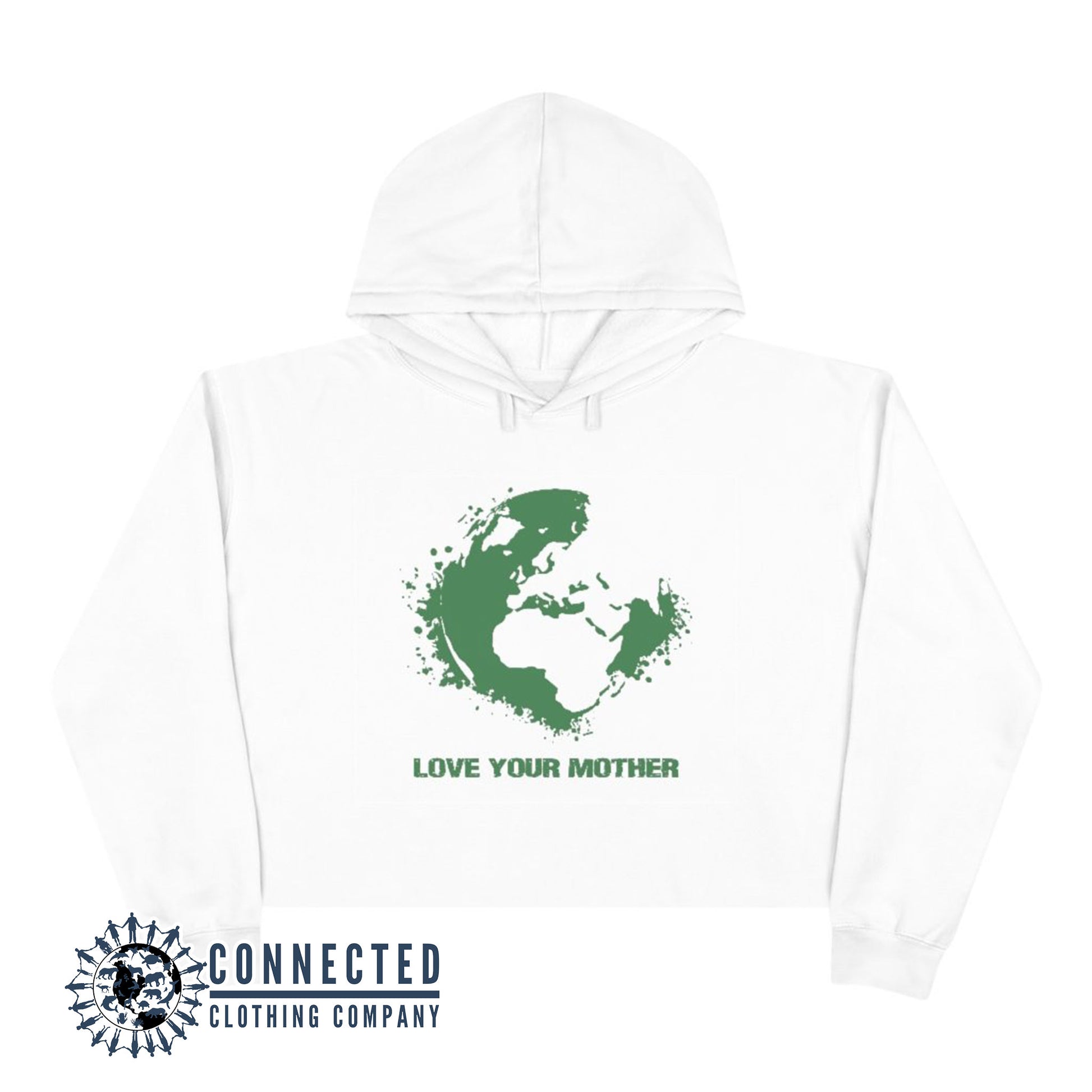 White Love Your Mother Earth Crop Hoodie - sweetsherriloudesigns - Ethically and Sustainably Made - 10% donated to the Environmental Defense Fund