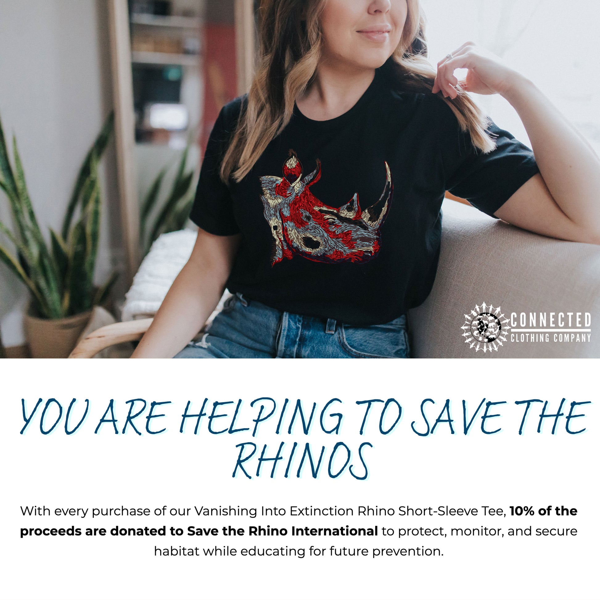 Vanishing Into Extinction Rhino Tshirt - sweetsherriloudesigns - Ethically and Sustainable Clothing - 10% of proceeds are donated to rhino conservation
