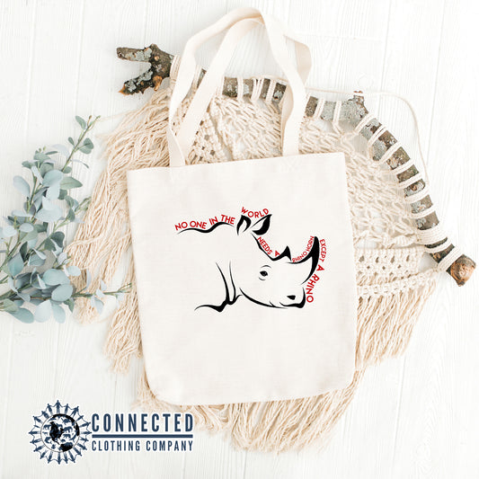 No One Needs A Rhino Horn Tote Bag - sweetsherriloudesigns - 10% of proceeds donated to rhino conservation