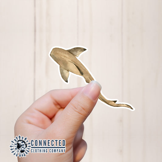 Hand Holding Nurse Shark Watercolor Sticker - getpinkfit - Ethical and Sustainable Apparel - portion of profits donated to shark conservation