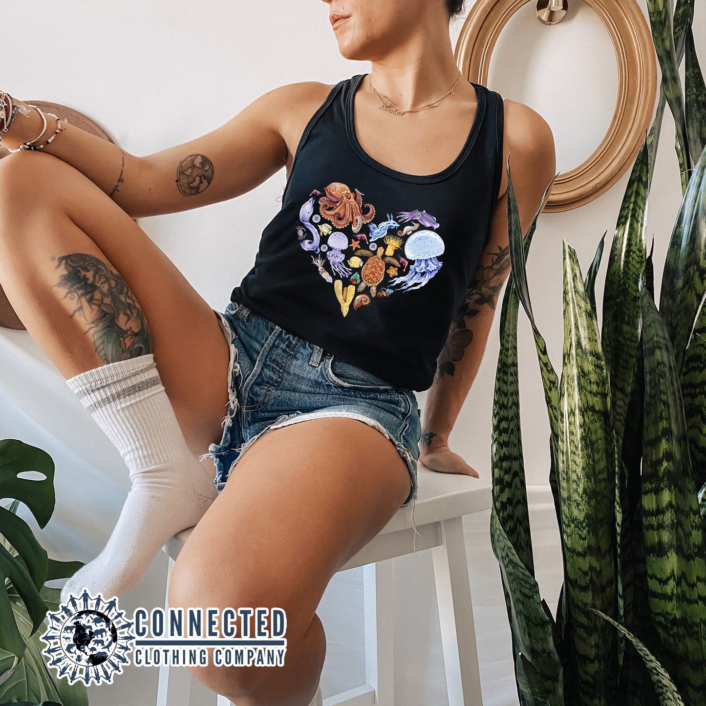 Ocean Sea Creatures Heart Women's Tank - sweetsherriloudesigns - Ethical and Sustainable Clothing That Gives Back - 10% donated to Mission Blue ocean conservation