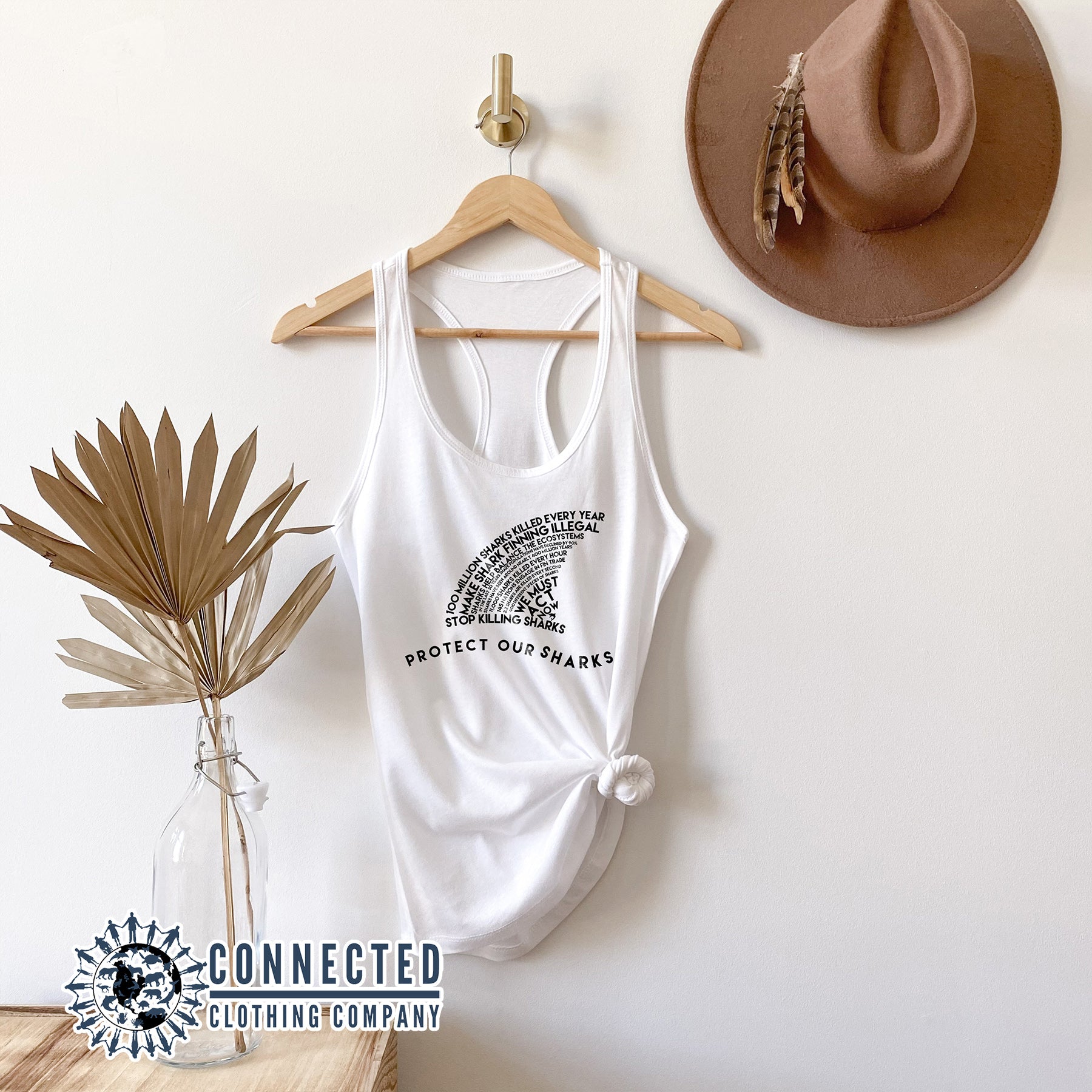 White Protect Our Sharks Women's Tank Top - sweetsherriloudesigns - Ethically and Sustainably Made - 10% of profits donated to Oceana shark conservation