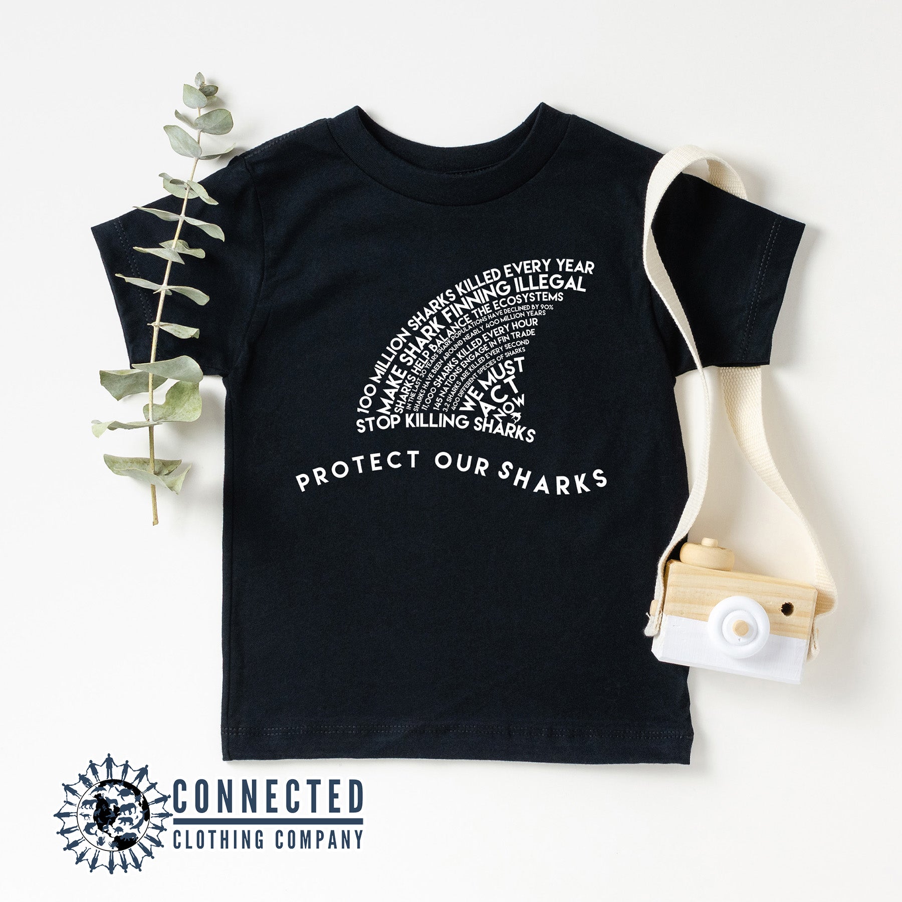 Black Protect Our Sharks Toddler Short-Sleeve Tee - sweetsherriloudesigns - 10% of profits donated to Oceana shark conservation