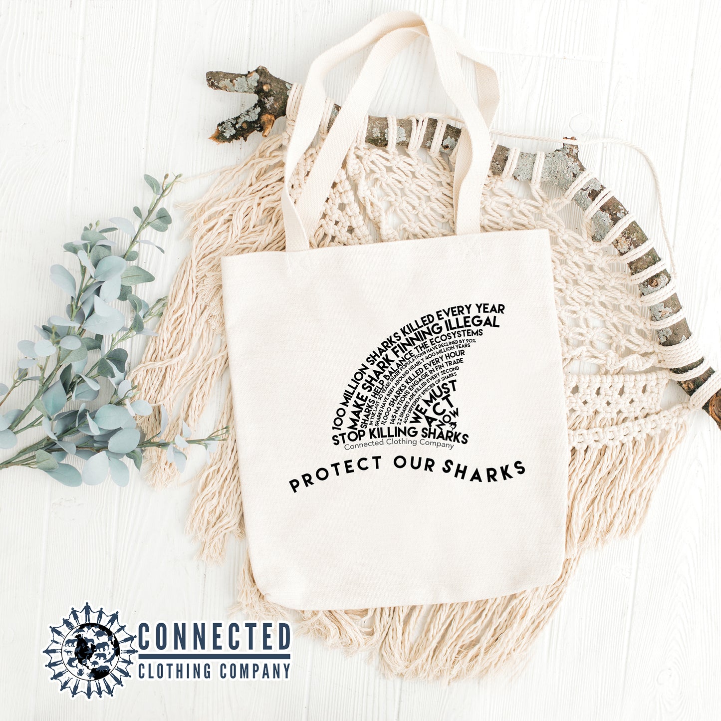 Protect Our Sharks Tote Bag - sweetsherriloudesigns - 10% of proceeds donated to Oceana shark conservation