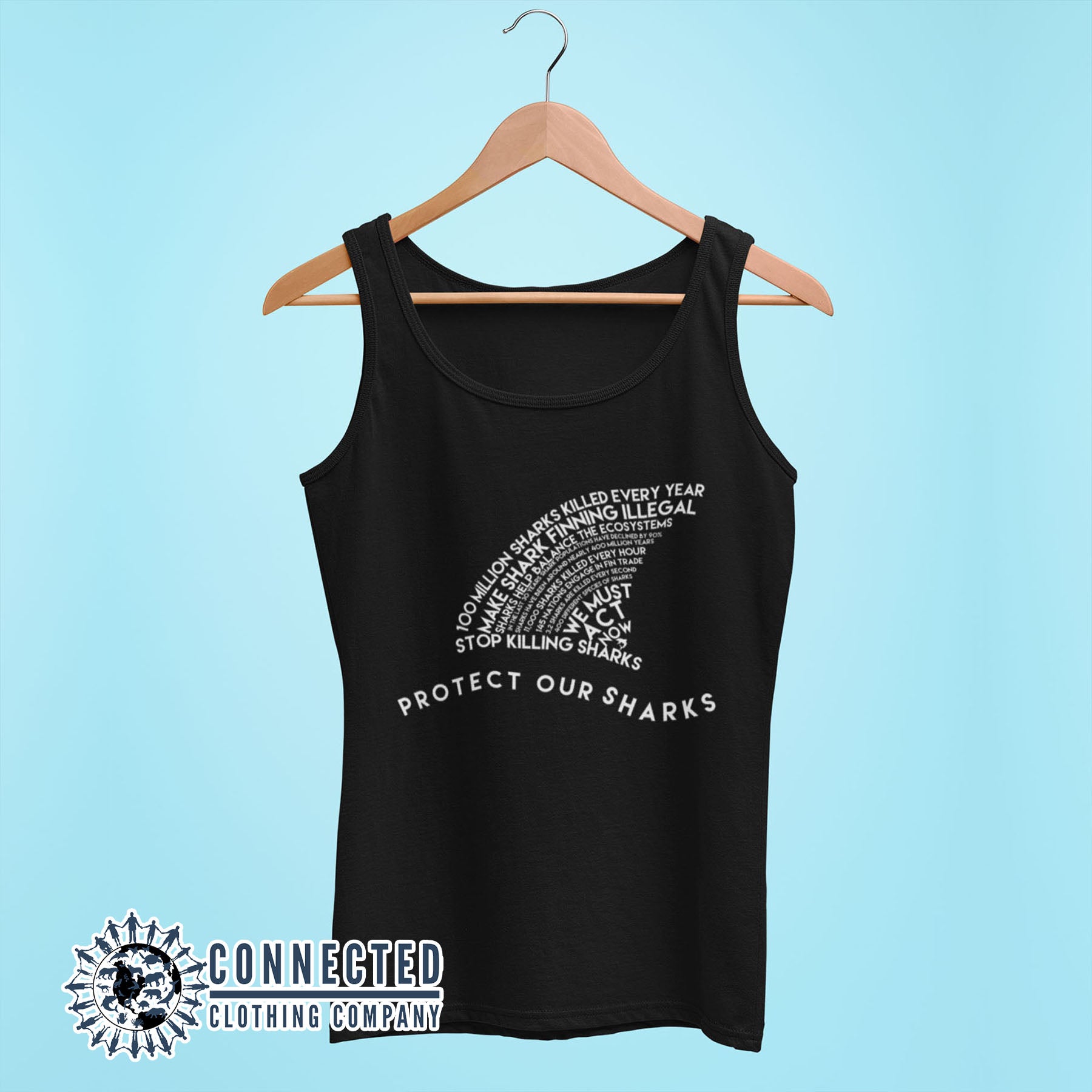 Black Protect Our Sharks Women's Relaxed Tank Top - sweetsherriloudesigns - Ethically and Sustainably Made - 10% of profits donated to Oceana shark conservation