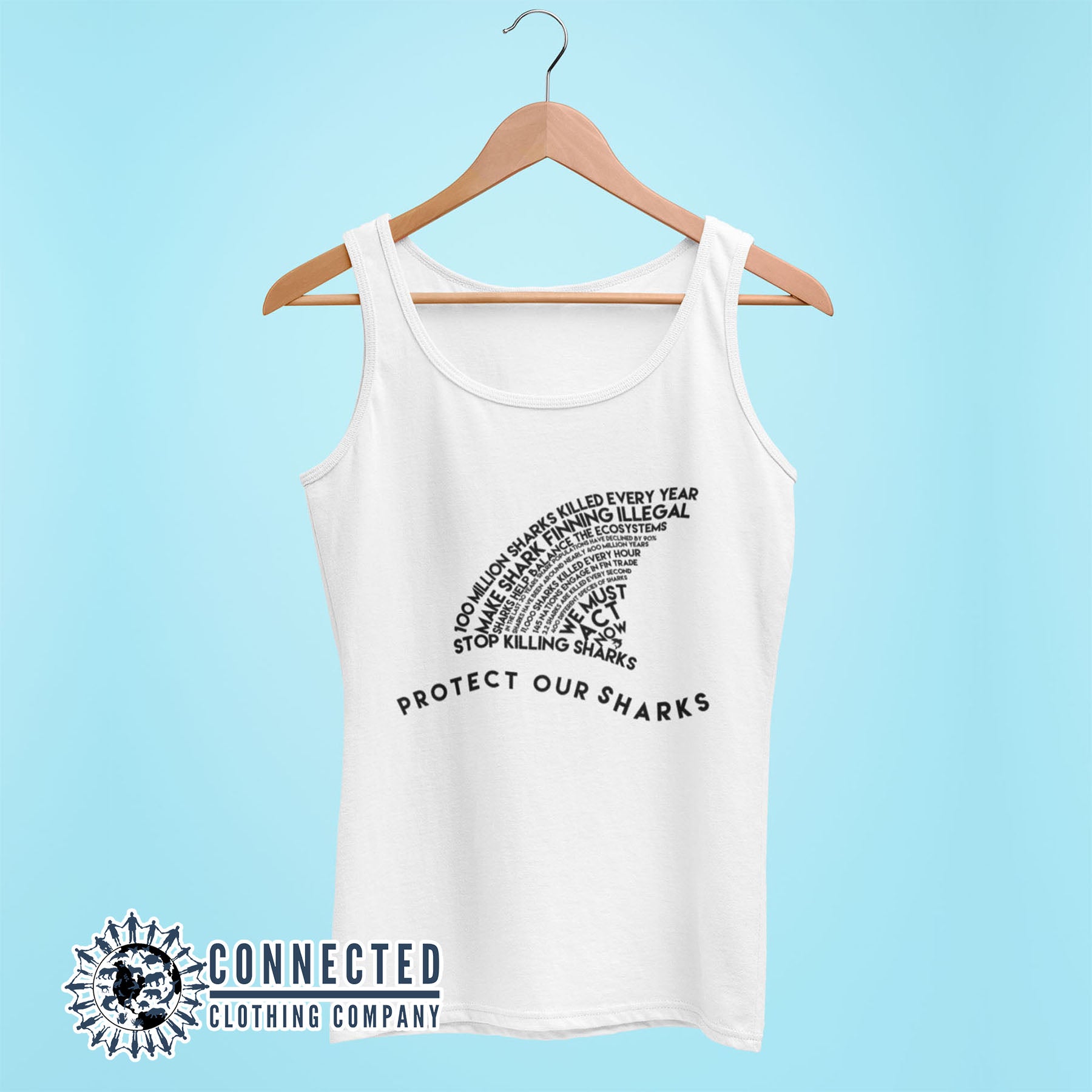 White Protect Our Sharks Women's Relaxed Tank Top - sweetsherriloudesigns - Ethically and Sustainably Made - 10% of profits donated to Oceana shark conservation