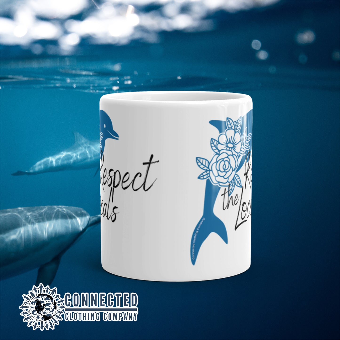 Respect The Locals Dolphin Classic Mug - sweetsherriloudesigns - Ethical and Sustainable Clothing That Gives Back - 10% donated to Mission Blue ocean conservation